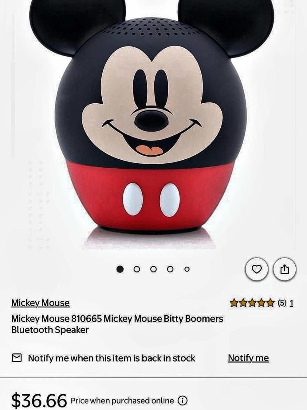 Bitty Boomers Mickey Mouse 810665 NWT